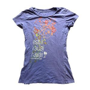Blue 84 Shirt Womens Small Slate Blue Kauai Hawaii Big Island Gear Flower Ladies